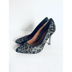 Vince Camuto animal print cow fur heels 7